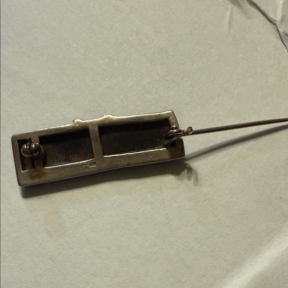 Sterling Silver 925 Rectangular Brooch With Marca… - image 6